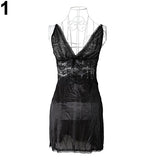 Women Sexy Lace Patchwork Underwear G-string Night Robe Nightdress Sleepwear - ENSEIGNE DENIS