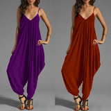 Women's Sexy Spaghetti Strap V-Neck Sleeveless Overall Long Jumpsuit Romper