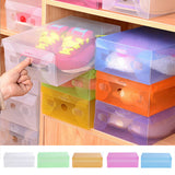Candy Color Clear Plastic Shoebox Lady Stackable Shoes Storage Box Drawer Unit