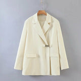 Office Lady Long Sleeve White Blazer Coat