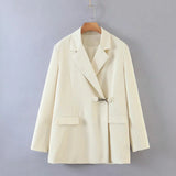 Office Lady Long Sleeve White Blazer Coat