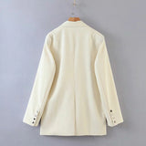 Office Lady Long Sleeve White Blazer Coat