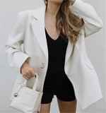Office Lady Long Sleeve White Blazer Coat
