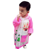 Lovely Cartoon Raincoat Children Kids Waterproof Poncho with Backpack Position