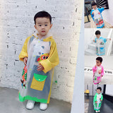 Lovely Cartoon Raincoat Children Kids Waterproof Poncho with Backpack Position