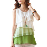 Women Fashion Multi-layer Ruffle Sleeveless Blouse Summer Vest Tank Top T-Shirt