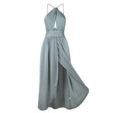 Sexy Women's Sleeveless Hollow Lace Patchwork A-Line Slim Dress Prom Party