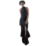 Cocktail Party Sexy Halter Women Sleeveless Ruffled Bodycon Summer Maxi Dress