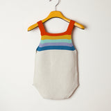 Rainbow Color Stripes Knitting Sleeveless Baby Boy Girl Romper Summer Jumpsuit