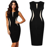 Women Fashion Slim Bodycon Sleeveless Party Cocktail Pencil Dress Black Vestido - ENSEIGNE DENIS