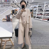 Long Wool Coat Solid Batwing Long