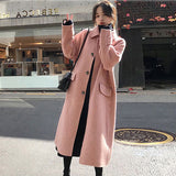 Long Wool Coat Solid Batwing Long