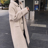 Long Wool Coat Solid Batwing Long