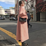 Long Wool Coat Solid Batwing Long