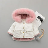 Fleece Toddler Girl Jacket Denim Warm Fur Hoodie Kids Winter