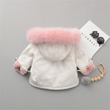 Fleece Toddler Girl Jacket Denim Warm Fur Hoodie Kids Winter