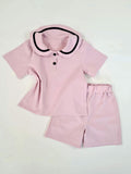 Pink Summer Lounge Set Peter Pan Collar Unisex Pyjama 2 Piece