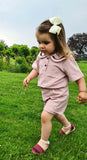 Pink Summer Lounge Set Peter Pan Collar Unisex Pyjama 2 Piece