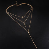 Multi Layers Bar Tassel Chain Dangle Charm Pendant Women Boho Necklace Jewelry