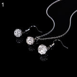 Lady Fashion Rhinestone Pendant Necklace Hook Earring Banquet Party Jewelry Set