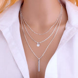 Women Fashion Multi-layer Choker Long Necklace Sequin Strip Pendant Jewelry