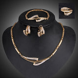 Women's Waterdrop Hollow Statement Collar Necklace Ring Earrings Bracelet Set