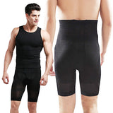 Men High Waist Trainer Bodysuit Slimming Body Shaper Shorts Slim Fit Sport Pants