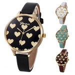 Women Geneva Love Heart Dial Analog Faux Leather Band Quartz Wrist Watch