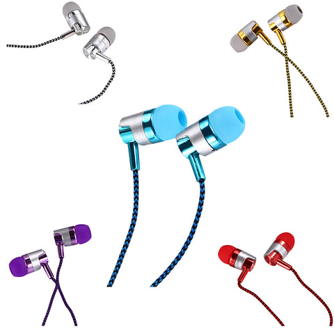 3.5mm In-Ear Headphone Sport Braided Cloth Rope Stereo Wired Earphone with Mic