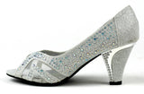 Mannat Peep Toe Mid Heel Sandal Silver