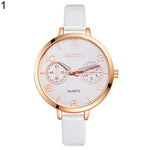 Women Fashion Simple Analog Quartz Slim Faux Leather Wrist Watch Decor Gift