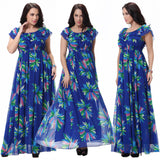 Women's Fashion Summer Chiffon Sleeveless Big Swing Floral Print Long Maxi Dress - ENSEIGNE DENIS