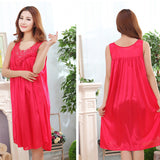 Women's Summer Fashion Sexy Sleeveless Loose Breathable Sleepwear Nightdress