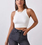 Women Solid Slim Crop Tank Top