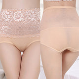 Women Lace Patchwork Panties High Waist Abdomen Hips Sculpting Briefs Underwear