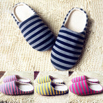 Women's Men's Winter Striped Warm Soft Anti-Slip  Indoor Shoes Home Slippers