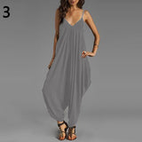 Women's Sexy Spaghetti Strap V-Neck Sleeveless Overall Long Jumpsuit Romper