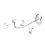 4Pcs Bohemia Star Butterfly Women Earrings Set Ear Stud Cuff Party Jewelry Decor