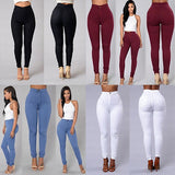 Women Pencil Stretch Casual Denim Skinny Jeans Pants High Waist Trousers