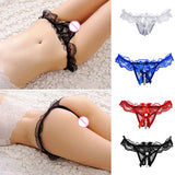 Women's Fashion Sexy Lace Bowknot Open Crotch Underwear Thong G-string