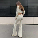 Women High Waist Cut Out Casual Long Pants