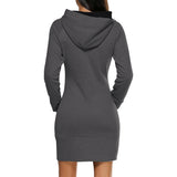 Casual Women Winter Warm Hooded Pocket Long Sleeve Slim Mini Dress Sportswear - ENSEIGNE DENIS