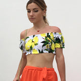 USA SIZE Sexy Print Short Sleeve Beach Holiday Wrapped Camisole Tube