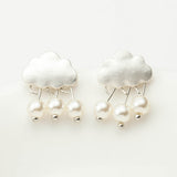 Fashion Women Cloud Raindrop Ear Studs Faux Pearl Earrings Birthday Party Gift