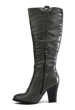 Block Heel Pleat Boot Grey