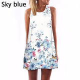 Sexy Girl Women Round Neck Sleeveless Digital Printing A-Line Summer Mini Dress