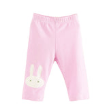 Lovely Rabbit Printed Cotton Middle Rise Half Length Kids Girls Leggings Pants