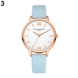 Women Fashion Concise Dial Slim Faux Leather Strap Analog Quartz Wrist Watch