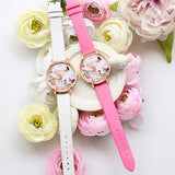 Women's Casual Butterfly Flower Faux Leather Strap Roman Numeral Wrist Watch