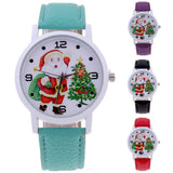 Women's Men's Santa Claus Christmas Faux Leather Analog Quartz Wrist Watch Gift